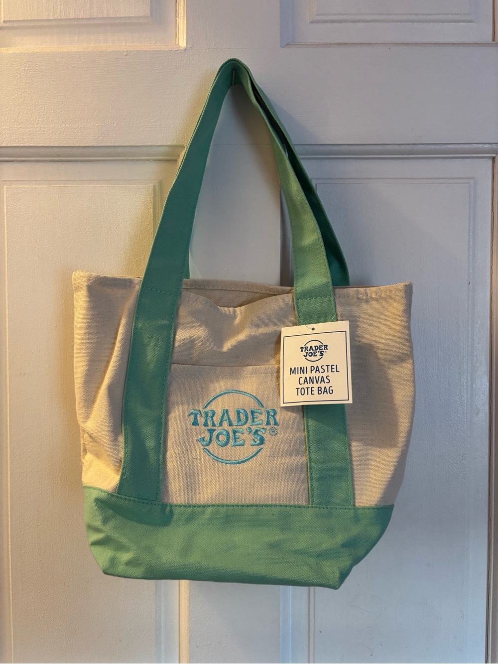 Brand New Trader Joe’s Mini Canvas Tote Bag - Green & Beige